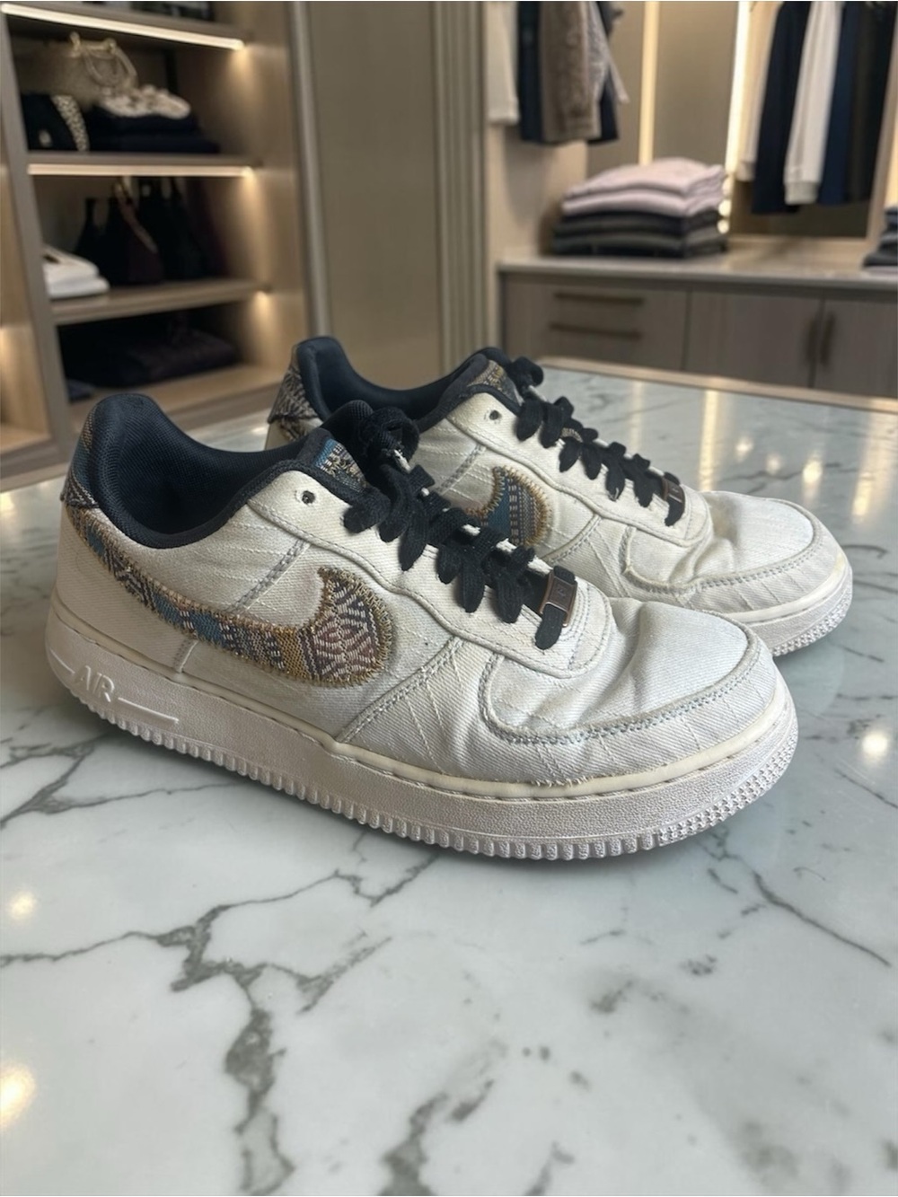 Nike Air Force 1 Low '07 LV8 Custom White Afro Punk Shoes 718152-407 Size 8
